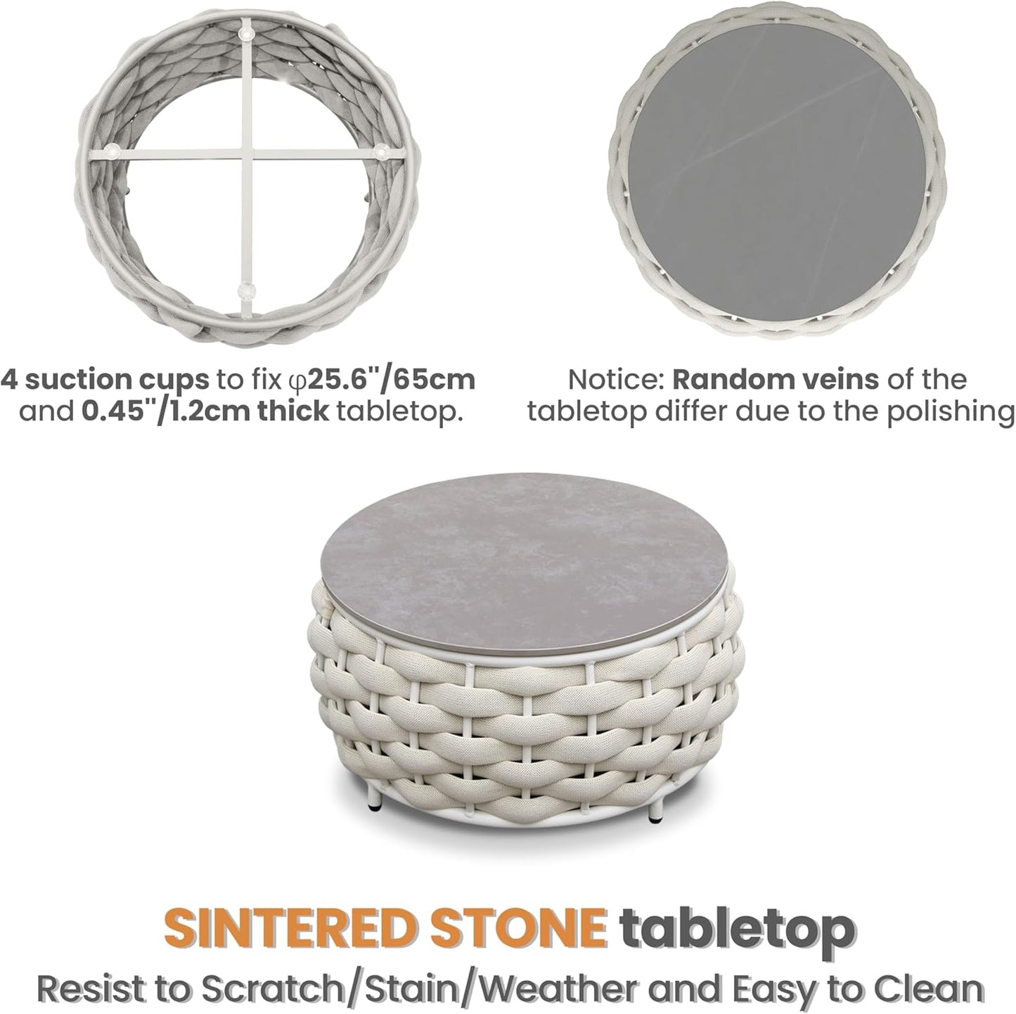 Woven Rope Outdoor Sofa Set: 6 Pieces Aluminum Patio Conversation Set Assembled - All Weather Cushioned Porch Furniture Couch - Modern Metal Lounge Set for Deck Yard Resort Hotel Sunroom, Beige