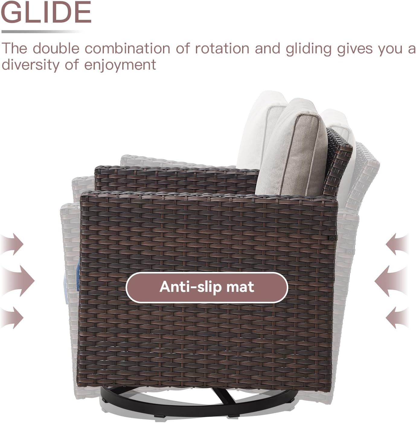 HUMMUH 11 Pieces Outdoor Furniture Set,Outdoor Half-Moon Sectional Couches Swivel Patio Chairs with Ottomans Coffee Table,All Weather PE Wicker Patio Conversation Sets for Garden Porch Backyard