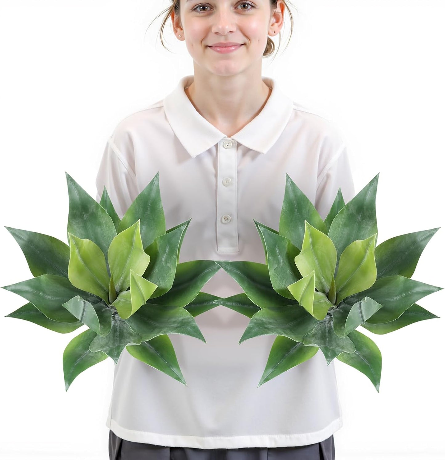 Velener Artificial Outdoor Agave Plants, Outdoor Faux Plants with Broad Leaves, Small Size UV Resistant Fake Agave Plants for Indoor and Outdoor Decor(14 Inch)-2 Pack