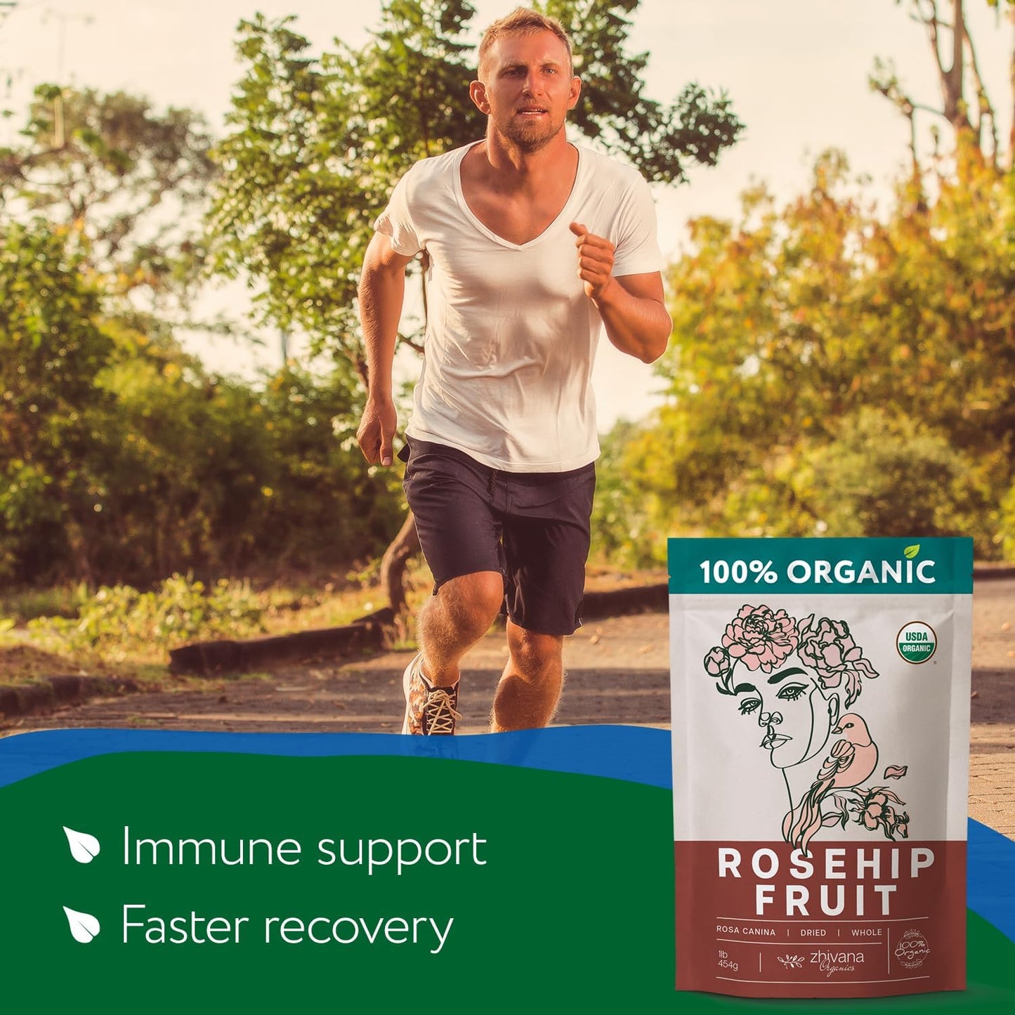 Organic Rose hips Dried Whole (16oz.) – Rosehip Fruit Tea Loose (Rosa Canina) – Source of Vitamin C from Food – European Origin