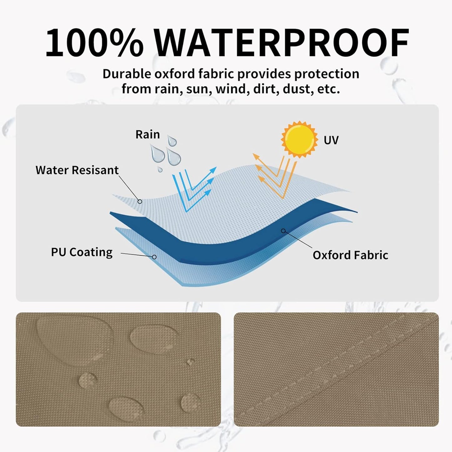 Easy-Going Pyramid Torch Patio Heater Cover with Zipper and Storage Bag, Waterproof Outdoor Heater Cover Dustproof, UV-Resisant, Wind-Resistant (90" H x 23" L x 23" W, Camel)