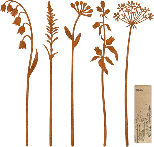 Metal Flowers for Outside,Decorative Garden Stakes,Flower Bed Decor Plant Stakes,Metal Art for Outside,Yard Art Outdoor for Lawn Yard, Walkway and Flower Garden