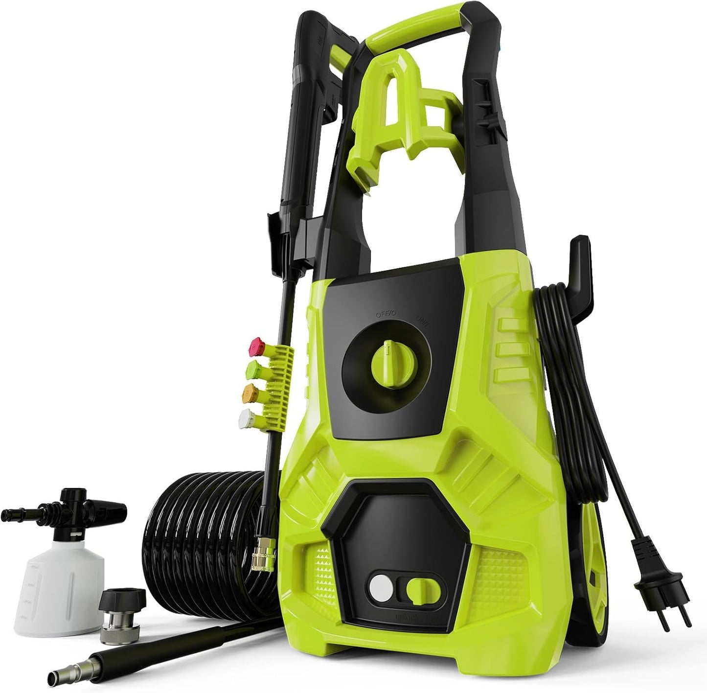 Pressure Washer, 5000PSI Max 3.6GPM with Foam Cannon 35FT Power Cord 4 Nozzles for Cars, Green