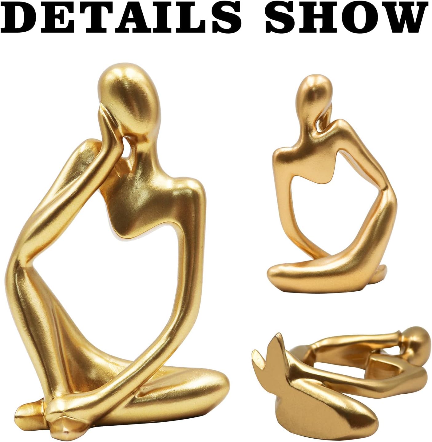 Thinker Statues and Sculptures, Resin Thinker Statue Ornaments, Abstract Style Sculptures, Housewarming Gifts, Housewarming Decorations, Living Room Dining Desk Decorations(Gold Right, Small)