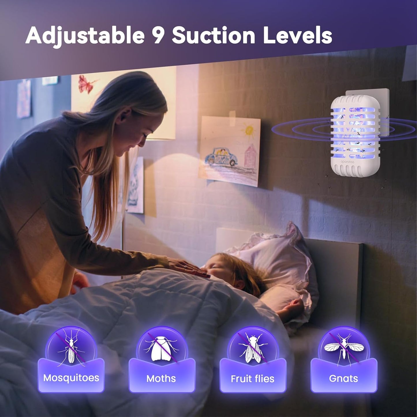 Bug Zapper Indoor Plug in, Fly Zapper Electronic 2 Pack Bug Zapper, Powerful Mosquito Zapper Insect Trap for Camping, Patio, Home, Kitchen