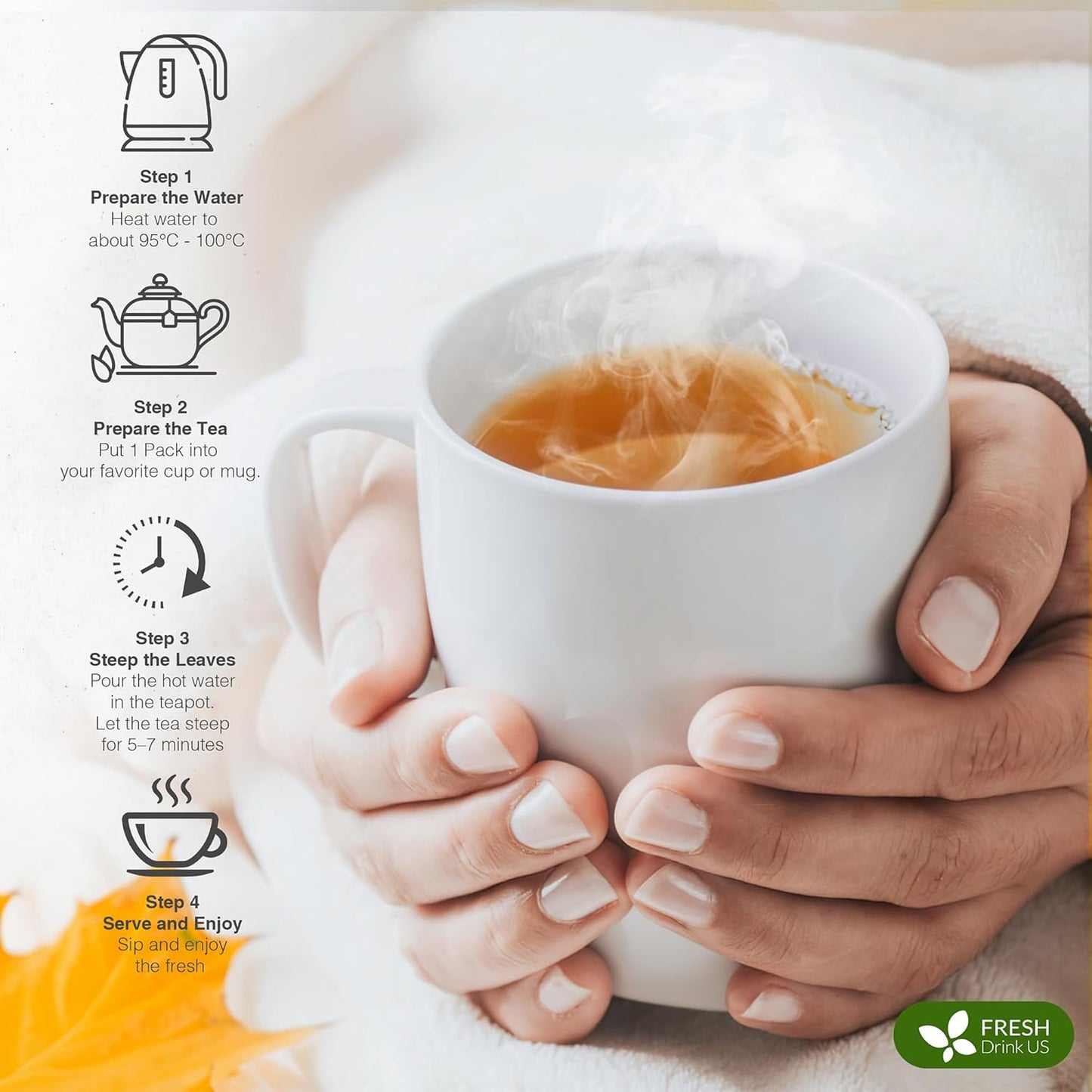 FreshDrinkUS, Premium 30 Tea Bags Glucose Functional Tea – Herbal Blend with Gymnema, Cinnamon, Bitter Melon, Tulsi & More –– Caffeine-Free. Sugar-Free. Gluten-Free. Vegan