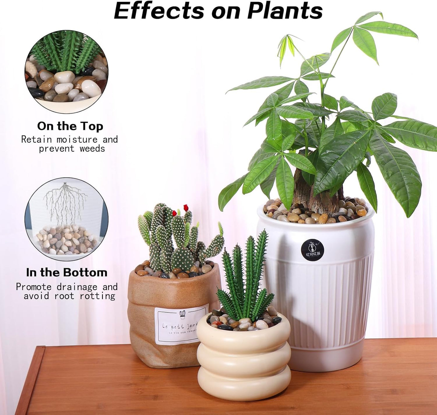 Calofulston 30lb Pebbles, 3/8 Inch Small Pebbles for Indoor Plants, Aquariums, Bamboo, Succulent, Vase, Outdoor Landscaping, Decorative Polished Plant Rocks for Pots Indoor, Mixed Color