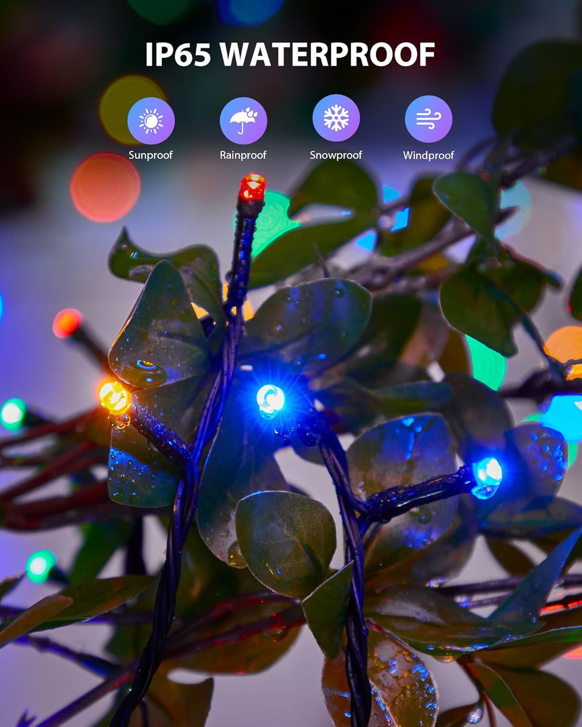 Brightown 2 Pack Solar String Lights Outdoor, Each 46Ft 120 LED Solar String Lights for Outside with 8 Modes, IP65 Waterproof Solar Outdoor Lights for Patio Garden Christmas Decorations, Multicolor