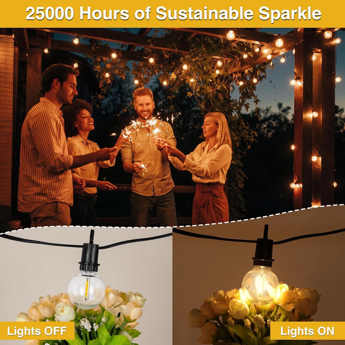 ZJOJO 100FT Outdoor String Lights, G40 Globe Outdoor Lights with 30 Shatterproof LED Bulbs (3 Spare), 2700K Hanging IP65 Waterproof Patio Light String Lights for Outside Backyard Porch Party