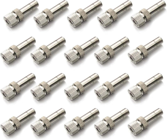 20pcs Brass Mister Nozzles, 6mm Misting Nozzles for Outdoor Cooling System, Landscaping, Air Humidification, Greenhouse Irrigation (without Filter, 0.012"/0.3mm Orifice)