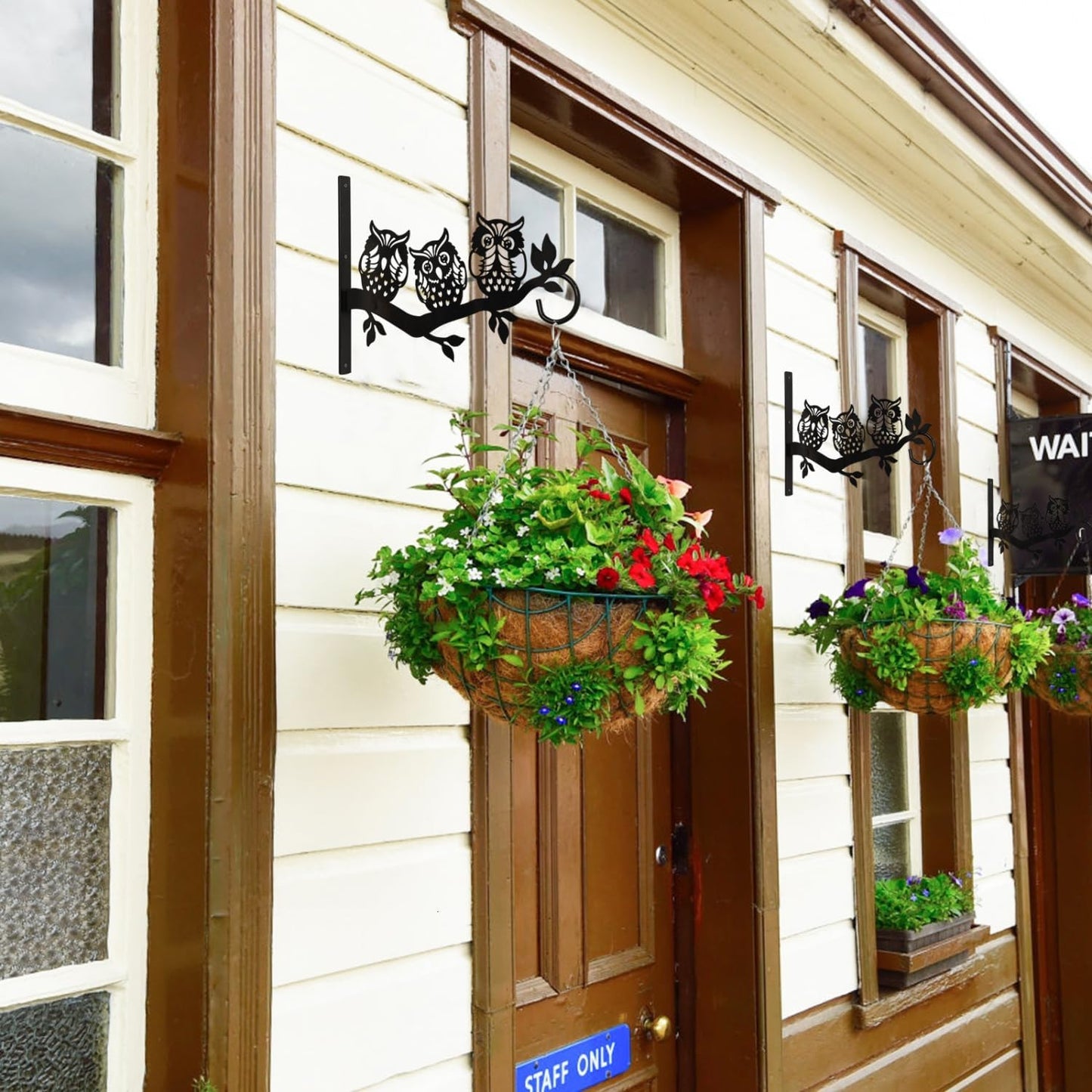 Plant Hangers Outdoor, Metal Hanging Plant Bracket, Plant Hooks for Hanging Baskets, Bird Feeders, Wind Chimes Indoor, Lantern, Flower Pot, Wall Mount Plant Holder with Screws (Owl)