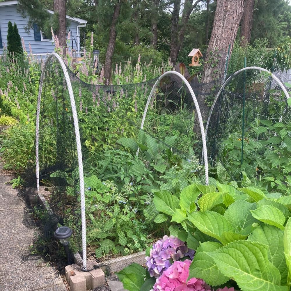 Junflying Bird Netting, 10x10 FT – 1/2" Mesh, Woven Black Netting for Garden Protection with Ties, Protects Vegetables, Fruit Trees, Blueberry Bushes & Strawberry Plants