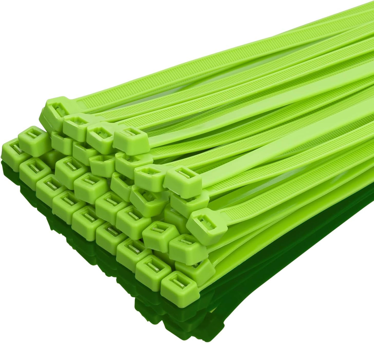 XINGO 16 inch Apple Green Zip Ties Heavy Duty 100 Pack, 120 LBS Tensile Strength, Premium Nylon Cable Wire Ties, Self-locking Plastic Ties for Indoor and Outdoor Use