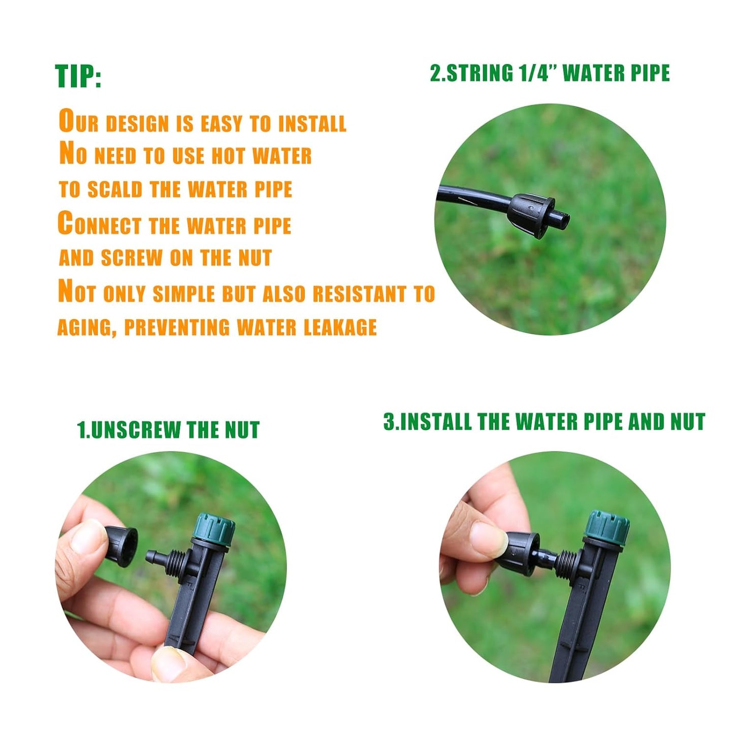 100pc Drip Irrigation Emitters for 1/4" Drip Tubing,5.5" Stake with Adjustable Automatic Irrigation Drippers for (4-7mm) Garden Watering System. (100pcs-360 Degree Drip)