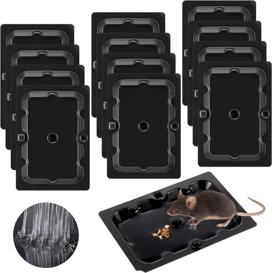 Qualirey 12 Pack Mouse and Insect Glue Traps, Strong Sticky Mice Traps Indoor for Home, Pre Scented Rodent Pads with Non Toxic Glue for House Garage, Ready to Use, Safe to Children and Pets (Black)
