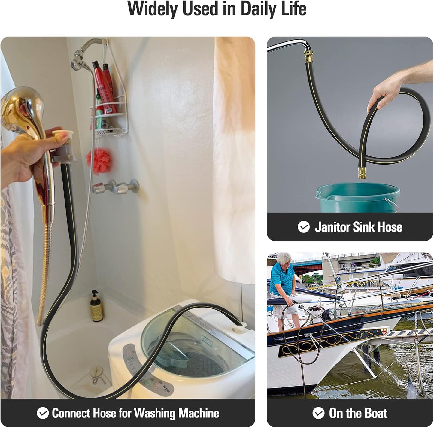 Solution4Patio Short Leader Garden Hose 3/4 in. x 10 ft. -Heavy Duty Durable Flexible Lightweight Water Pipe -Brass Aluminum Ends for Household & Commercial -Kink Free, Leakproof, Male/Female Fittings