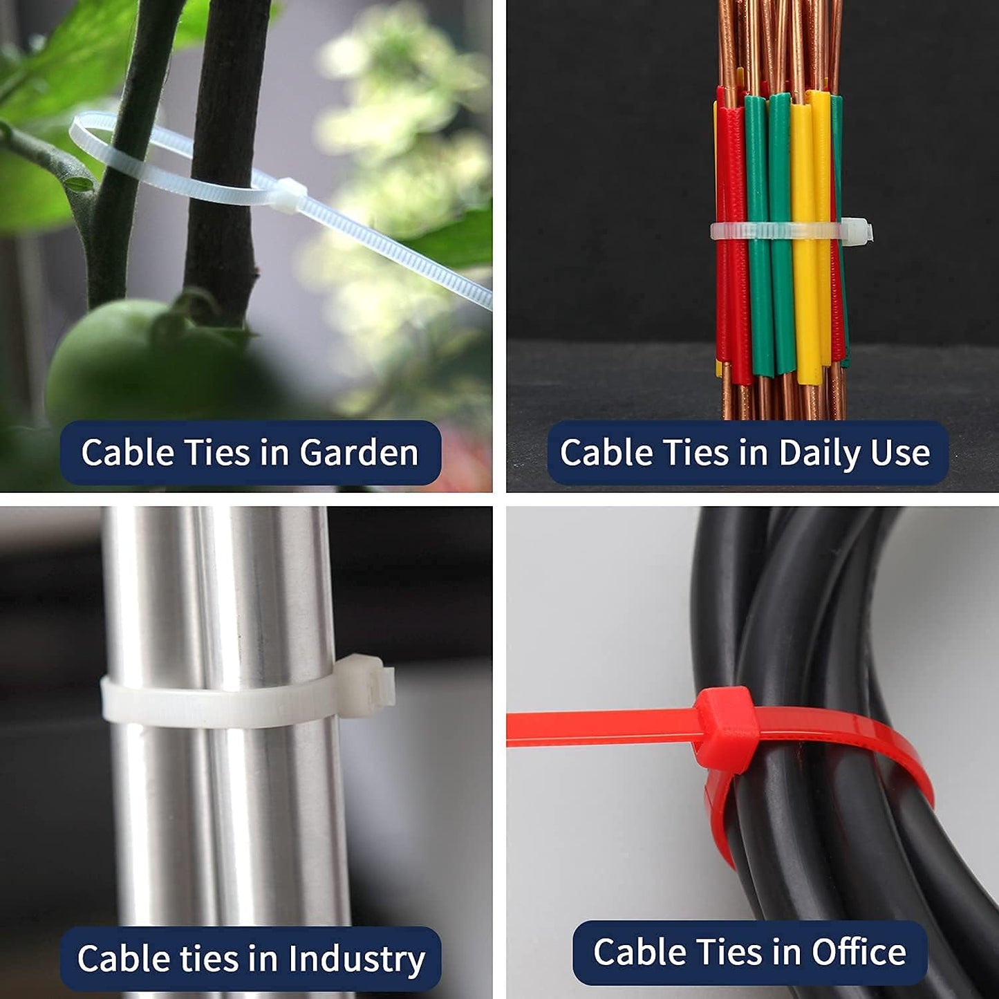 XINGO 8 Inch White Cable Zip Ties (500 Pack), 40 Lbs Tensile Strength-Heavy Duty, Self-Locking Nylon Plastic Nylon Wire Ties for indoor and outdoor use