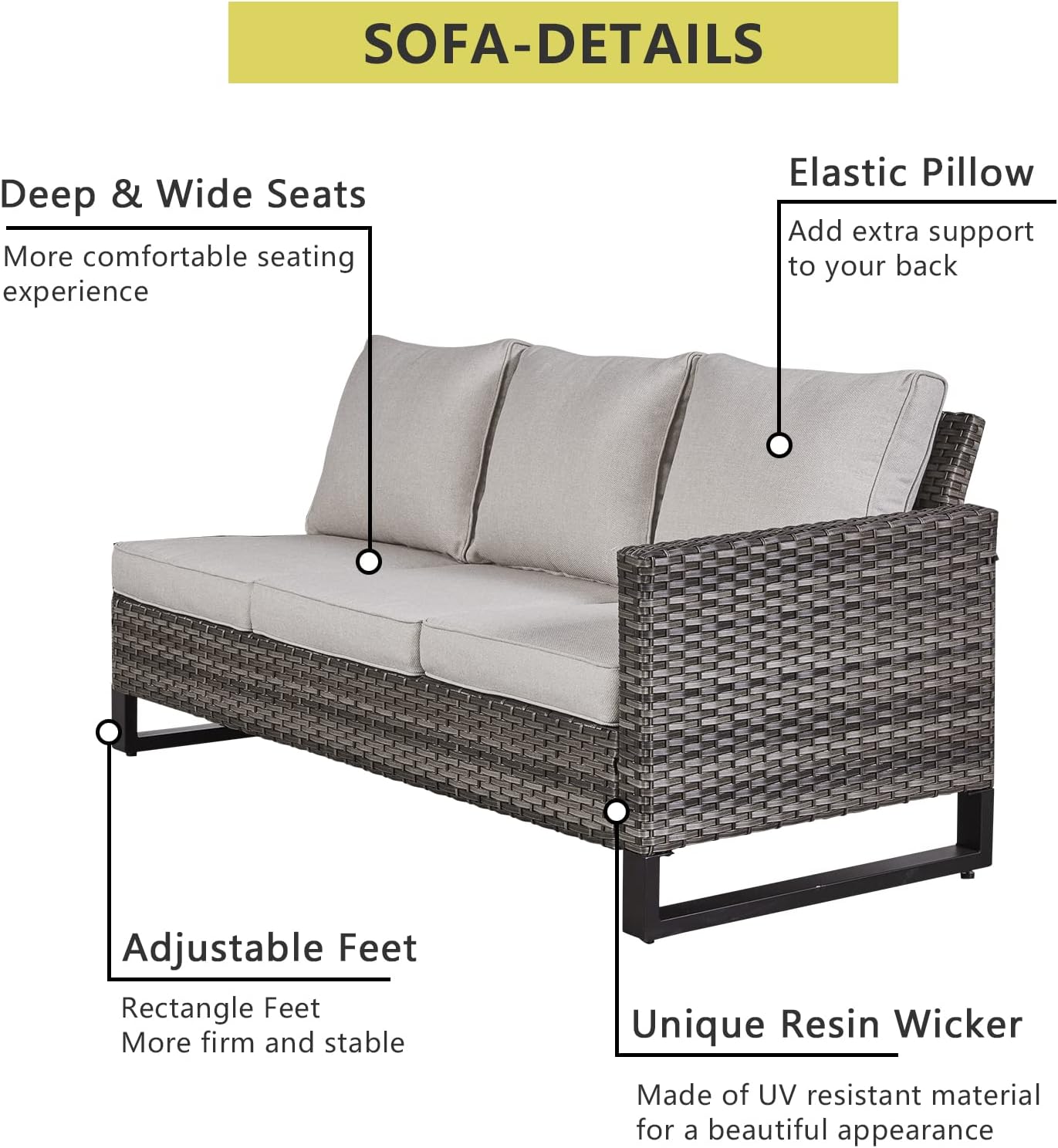 HUMMUH 9 Piece Patio Furniture PE Wicker 6-Seater Outdoor Sectional Sofa with Dinning Table Patio Swivel Chairs and Outdoor Chairs for Porch,Garden,Backyard,Deck