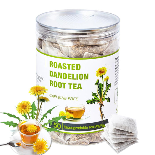 50 Bags Roasted Dandelion Root Tea Bags, 2.5/Bags, Natural Dried Dandelion Root, Health Herb Dandelion Tea Loose Leaf, Caffeine Free