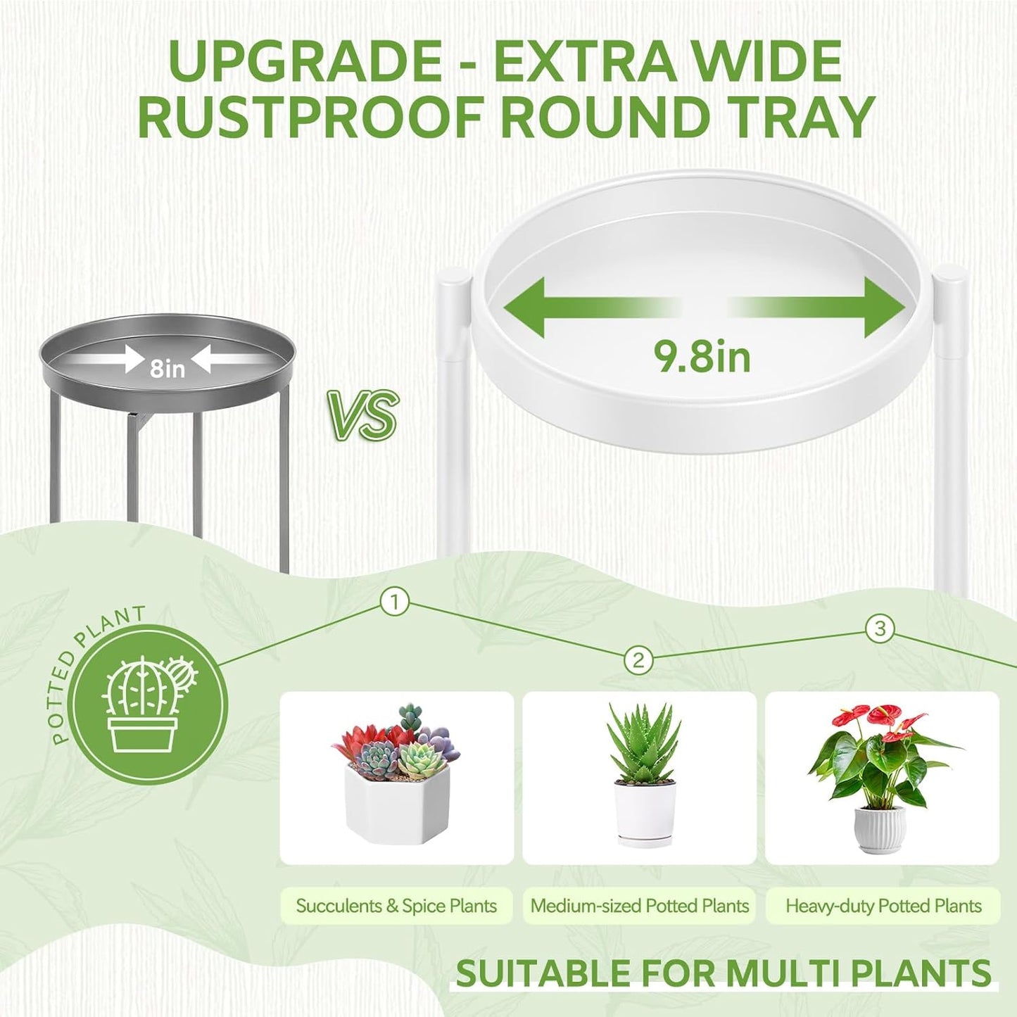 iDavosic.ly 6 Tier Large Plant Stand Indoor with 10 Inch Wide Tray, Tiered Corner Metal Outdoor Flower Display Holder Shelf, Folding Tall Rack for Patio Porch Living Room, White