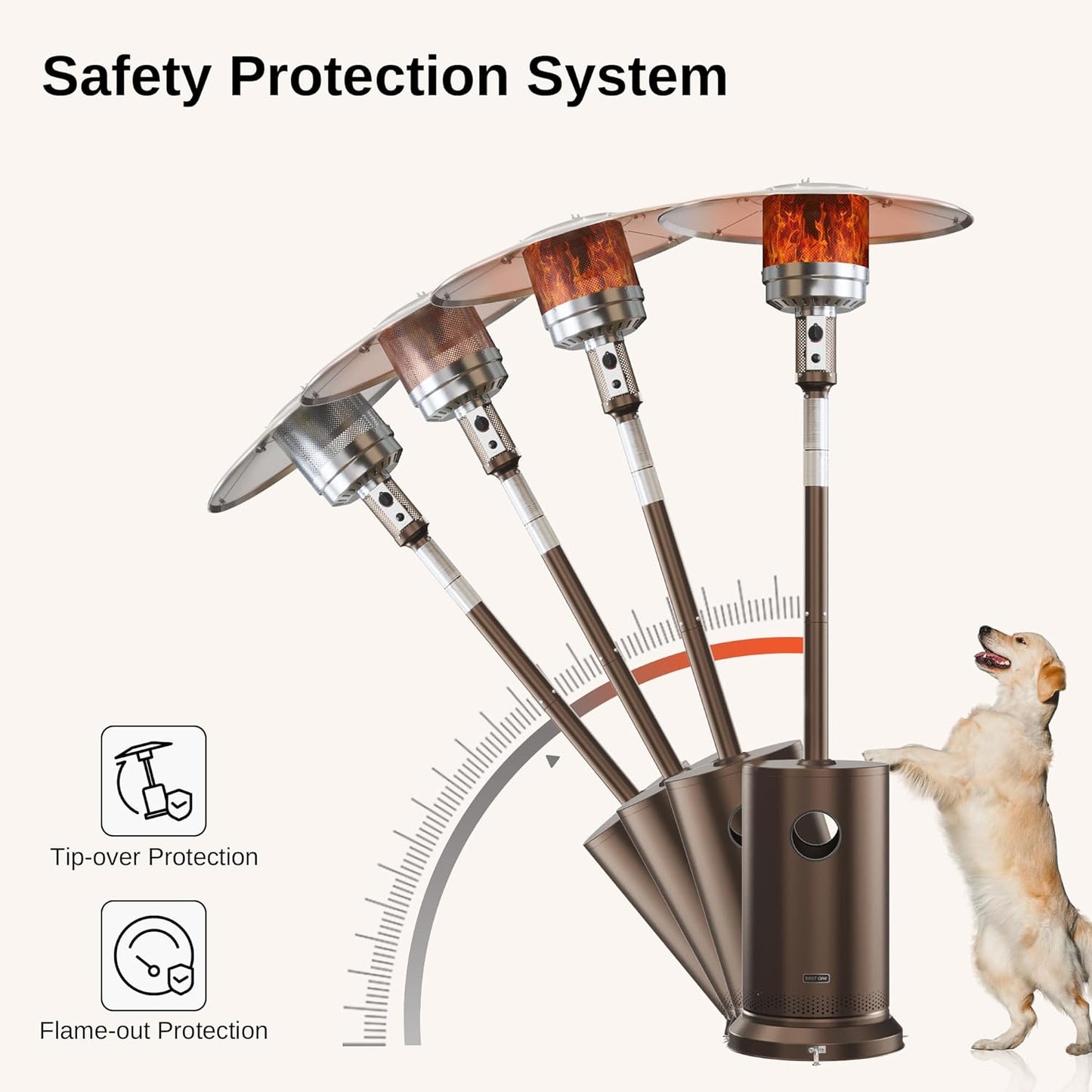 EAST OAK 50,000 BTU Patio Heater for Outdoor Use With Round Table Design, Double-Layer Stainless Steel Burner and Wheels, Outdoor Patio Heater for Home and Commercial, Bronze, 31.9" x 31.9" x 86.6"