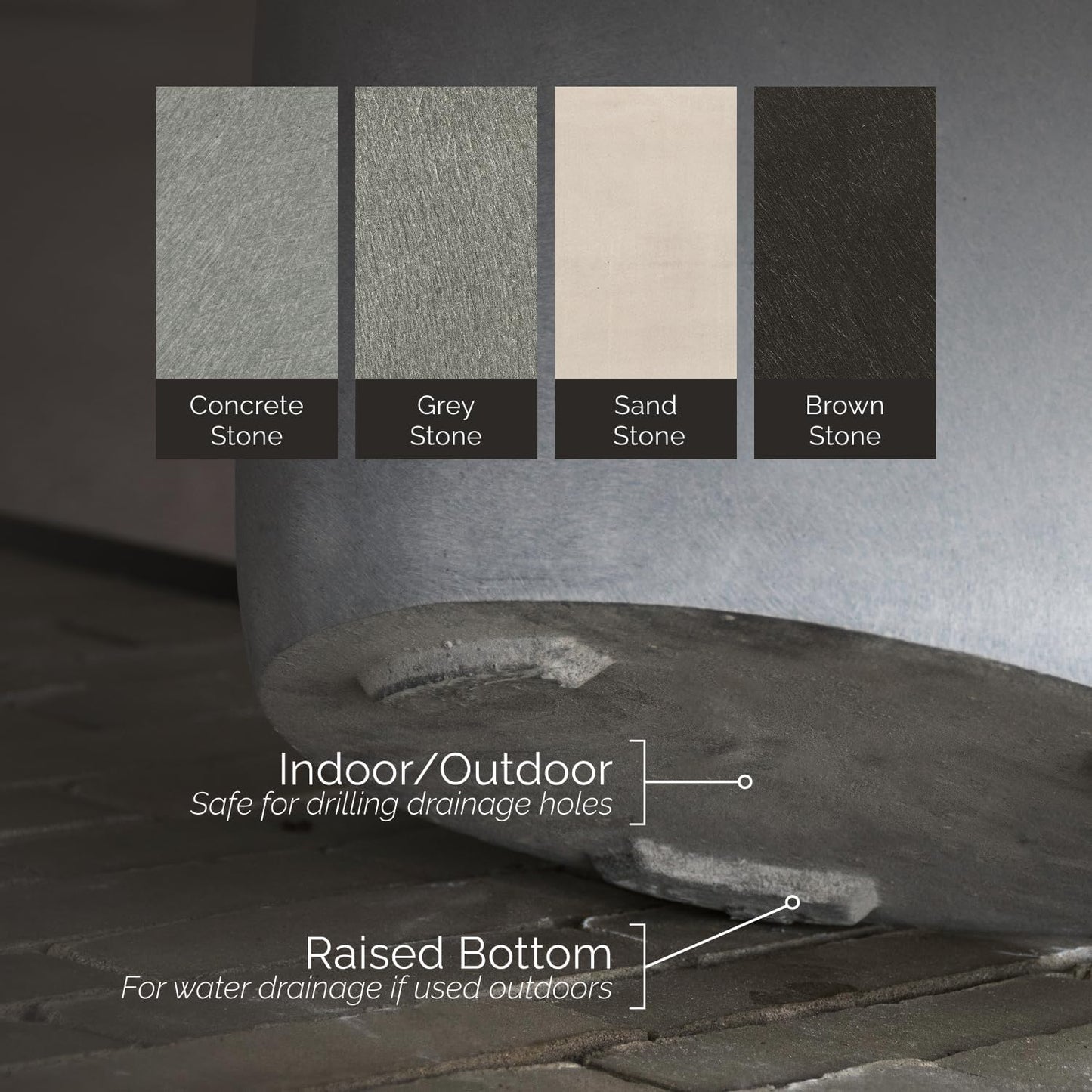 Lofto Tall Planter – Concrete Stone Finish – Fiberglass Indoor/Outdoor and Weather-Resistant Large Planter (19.7" D x 43.7" H Exterior, 18.5" D x 43.3" H Interior)