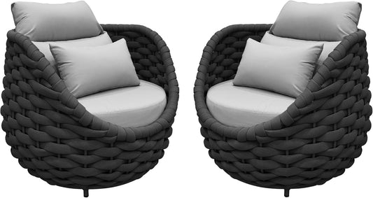 TWT Patio Sofa Set of 2 All-Weather Textilene Rope Balcony Furniture with Cushions & Pillows,Metal Armchairs Outdoor Patio Furniture Set for Indoor, Balcony, Backyard, Deck, Poolside