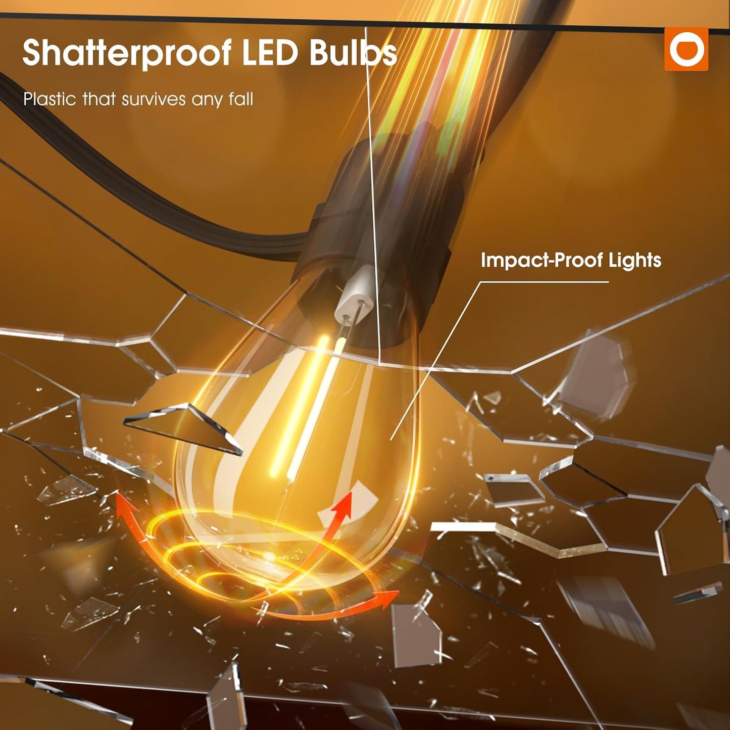 addlon 200FT(4-Pack*50FT) LED Outdoor String Lights with Edison Shatterproof Bulbs, Heavy-Duty and Weatherproof Strand, Commercial Grade Patio Lights, Decorative for Garden or Patio, Black