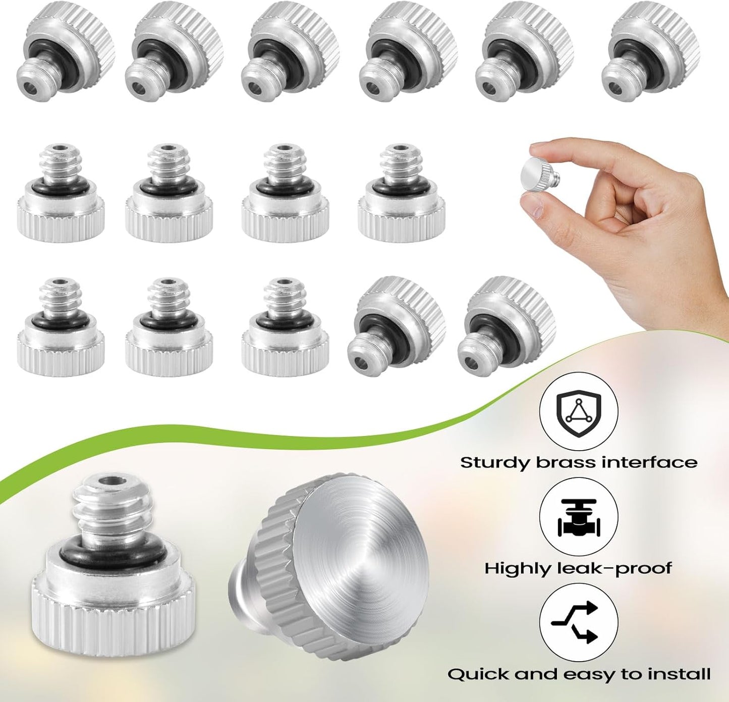 15Pcs Brass Misting Nozzle Plugs for Outdoor Spray Cooling System Heavy Duty 10/24 UNC Mister Nozzle Plugs for Greenhouse Patio Misting System