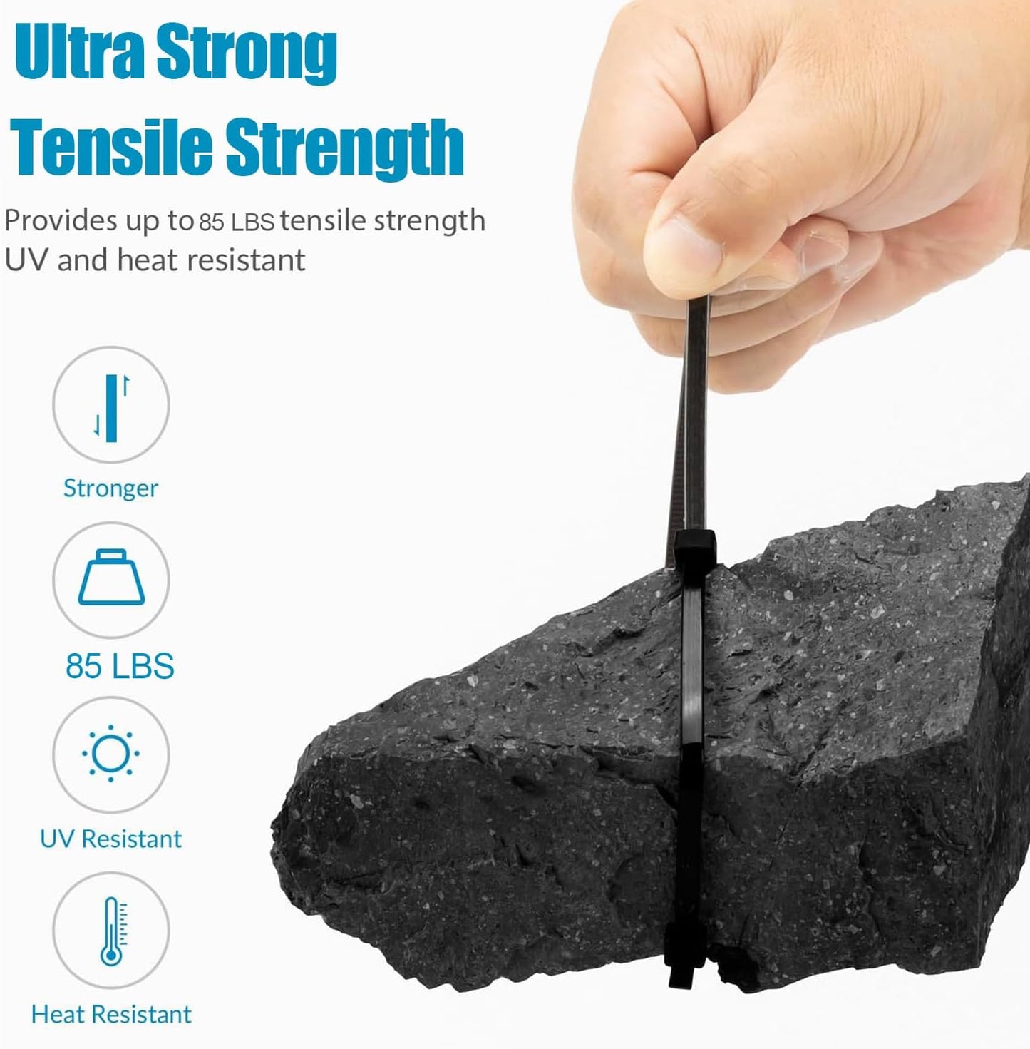 XINGO 5000 PCS White Zip Ties 12 Inch, 60 LBS Tensile Strength, Self-Locking Nylon Plastic Nylon PA66 Wire Ties for Indoor and Outdoor Use