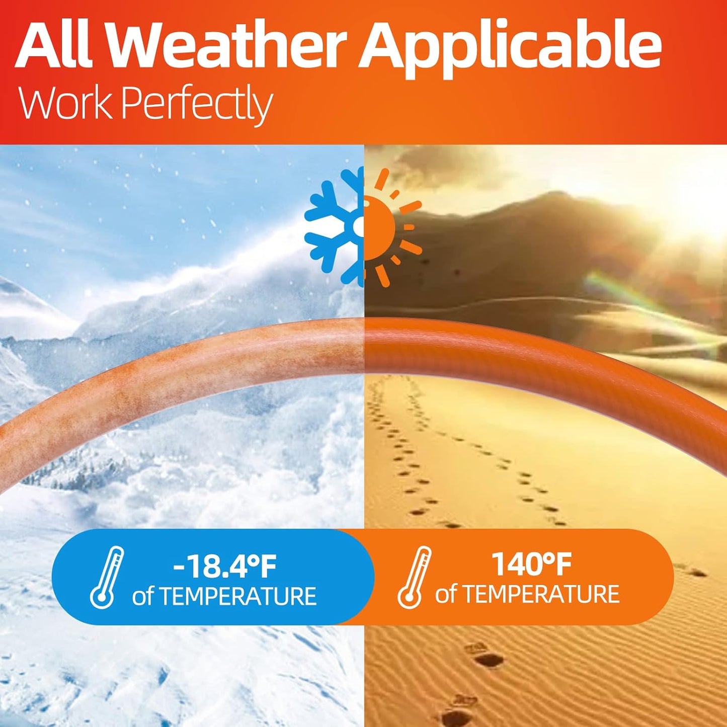 Garden Water Hose 25 ft x 5/8 in Heavy Duty, Flexible and Lightweight, Burst 600 psi, Kink-less Hybrid Rubber Pipe for Backyard, 3/4'' Brass Fittings, Orange