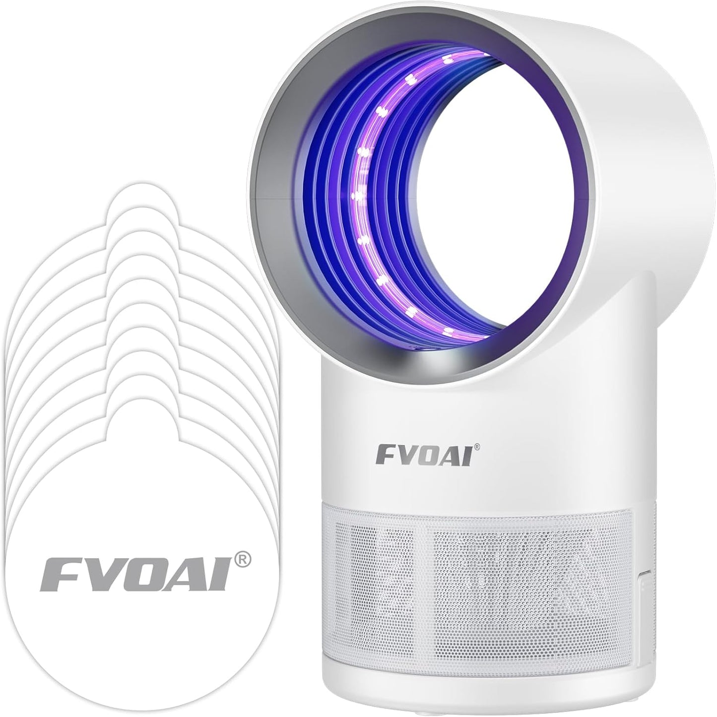 Fruit Fly Trap for Indoors, Fly Traps Indoor for Home Indoor Insect Trap with Suction, Time Setting, Bug Light & 10 Pcs Sticky Glue Boards (White)