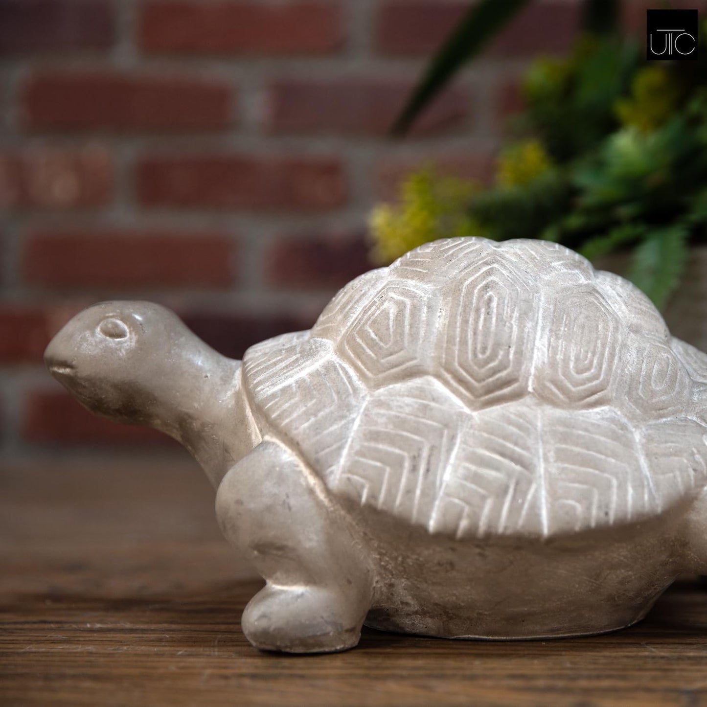 Modern Small Terracotta Turtle Figurine, Unique Cement Figurines, Handcrafted Decorative Gray Concrete Finish Sculpture for Home, Garden,Office: 11.75"x6.75"x5.75"H