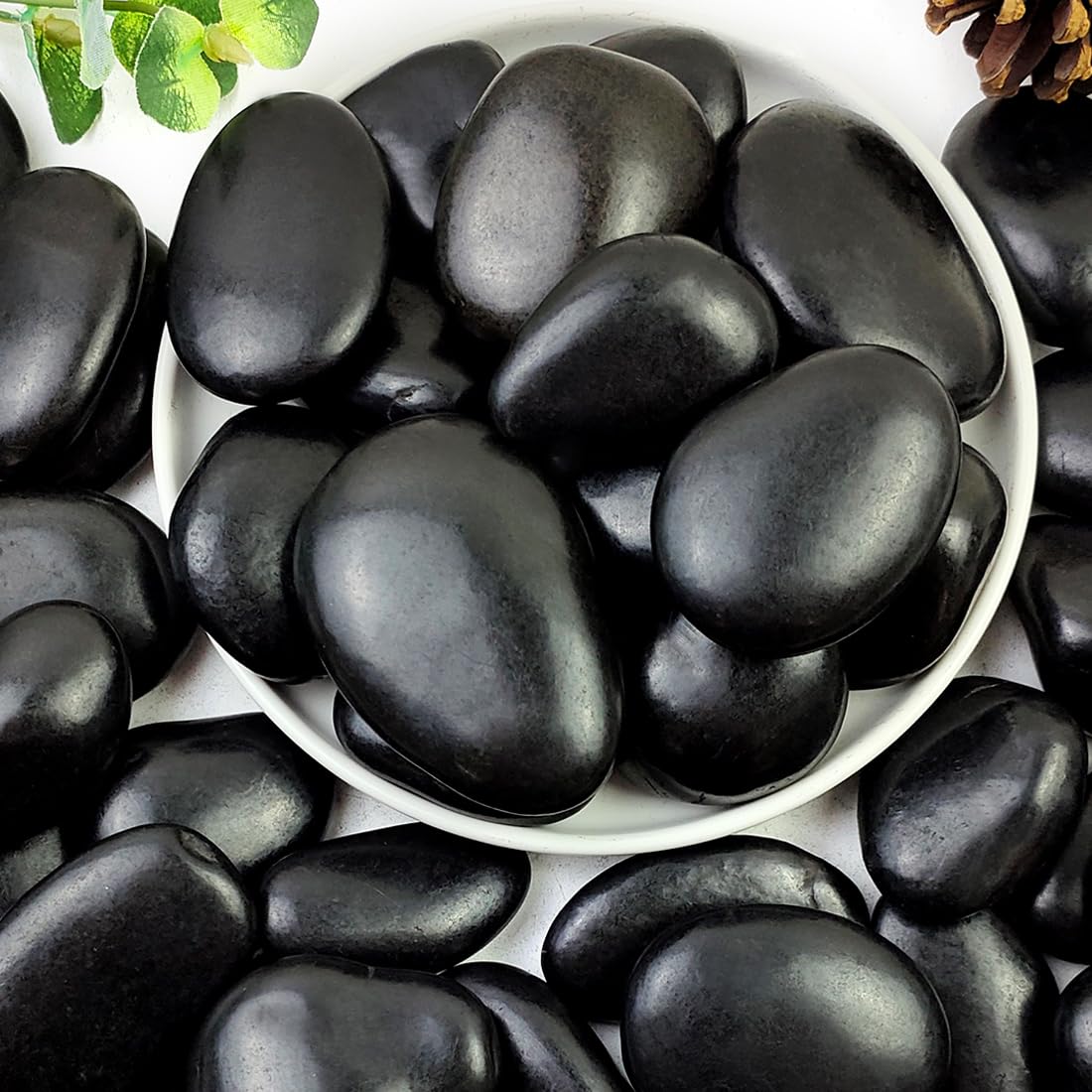 10lbs Black Pebbles for Plants, 2-3 Inch High Polished Natural Large River Rocks for Landscaping, Decorative Stones Vase Filler Fish Tank Aquariums Garden Outdoor and Indoor DIY