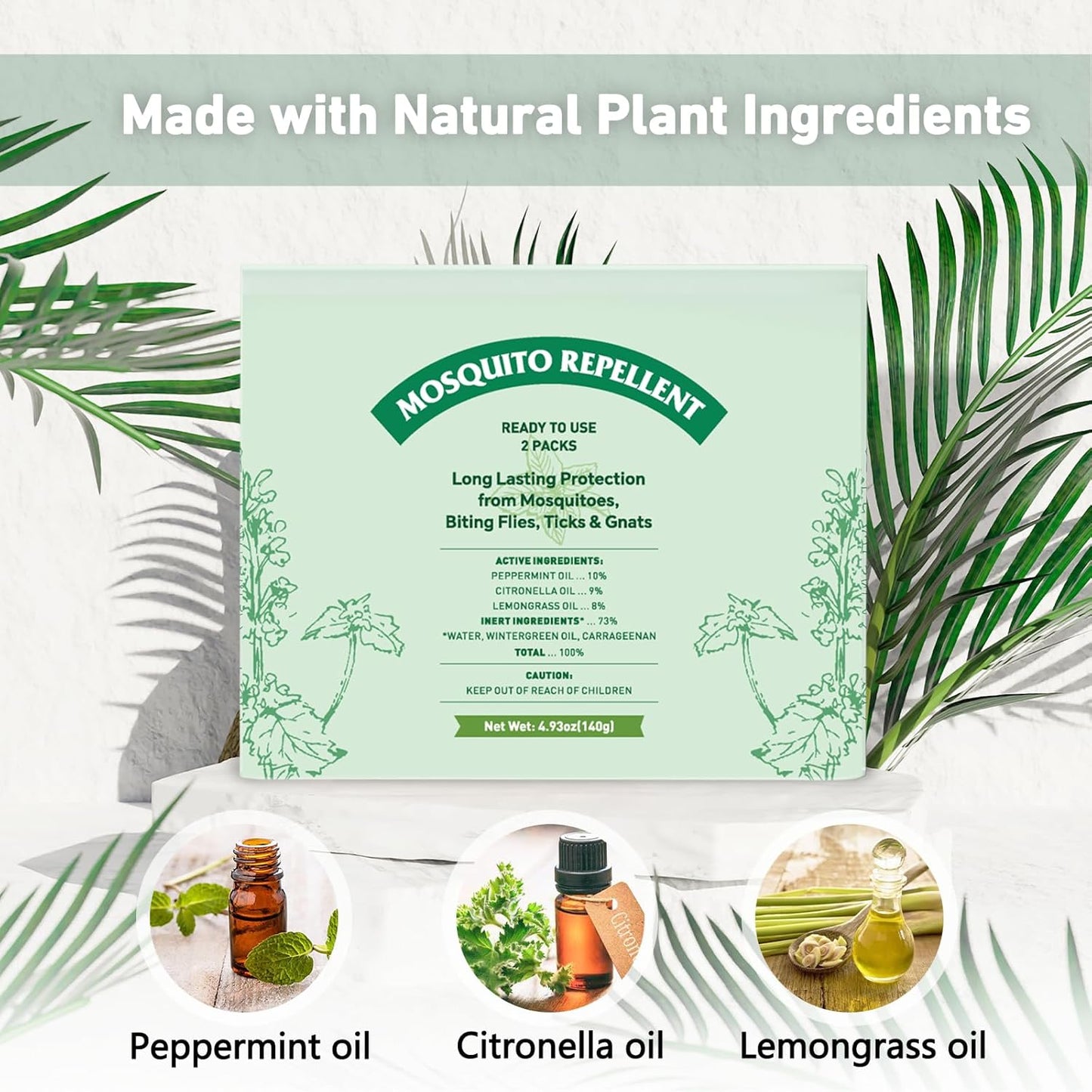 Mosquito Repellent, Peppermint Oil to Repel Mosquito, Ticks, Gnats and Pest, Insect Repellent for Indoor and Outdoor, 4 Packs