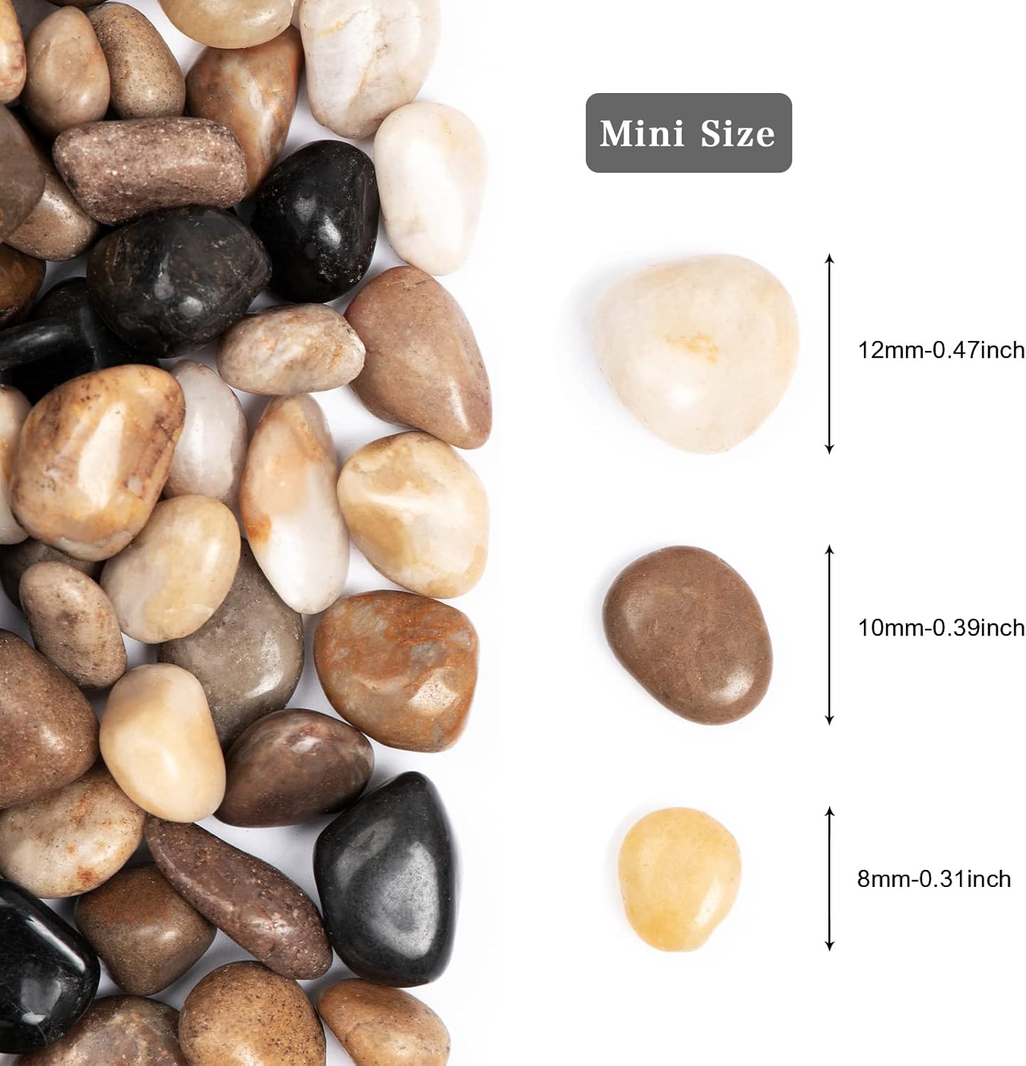 11lbs Natural River Rocks, Polished Pebbles for Plants Garden, 0.3-0.8 inch Decorative Peach Stones, Ideal for Fish Tank, Vases, Crafting, Home Decor and Garden Landscaping Rocks,Mix