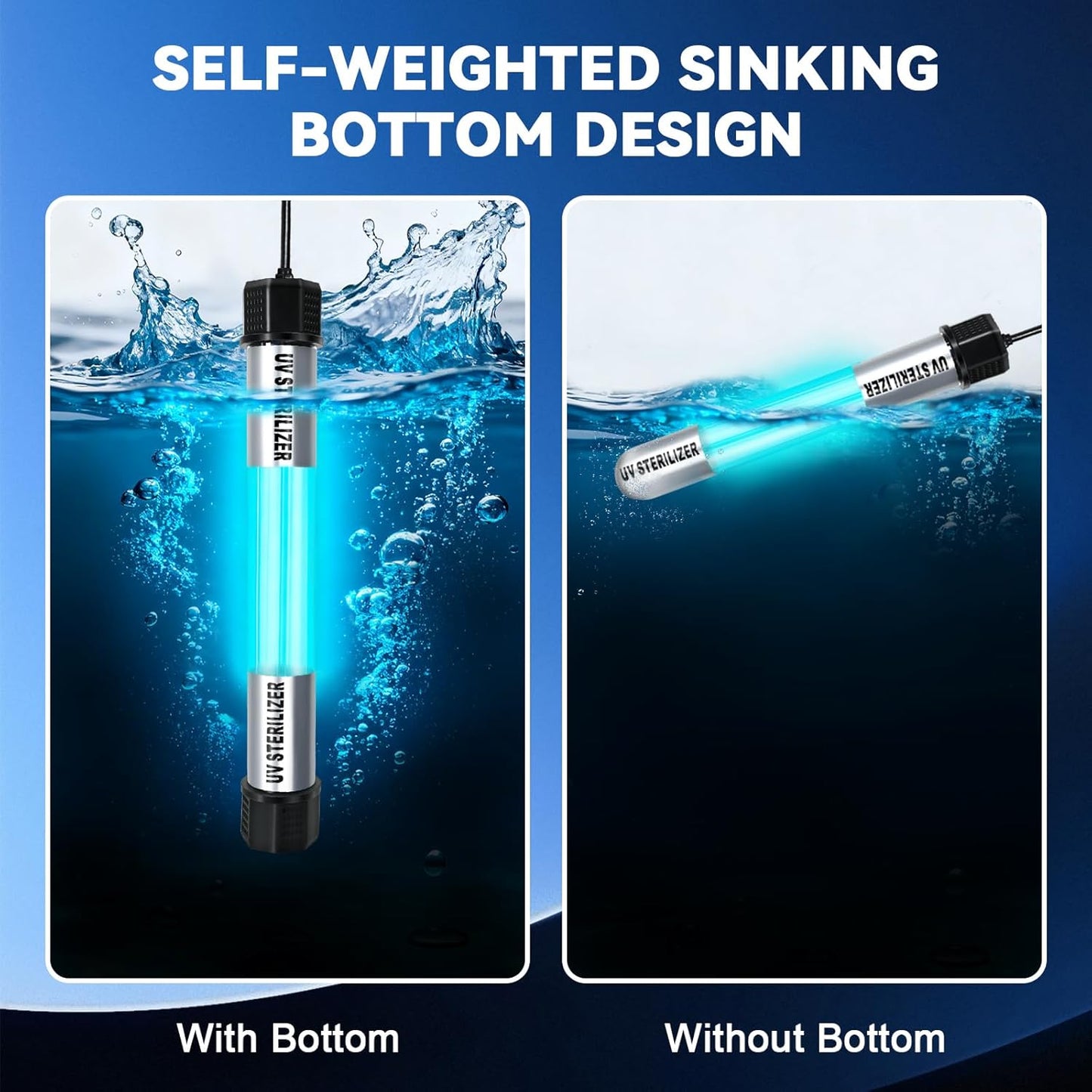 40W Pond UV Light, Waterproof Aquarium UV Light for 300-3000 Gallon, UV Pond Water Purifier for Koi Pond Algae Control in Koi Ponds, Cold Pools, Aquariums, Swimming Pools, Spas and Fish Tanks
