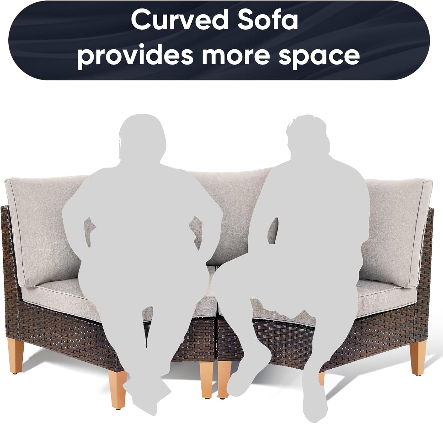 HUMMUH 10 Pieces Patio Furniture Set,Outdoor Half-Moon Modular Sectional Couches Swivel Patio Chairs with Ottomans,All Weather PE Wicker Patio Conversation Sets for Garden Porch Backyard