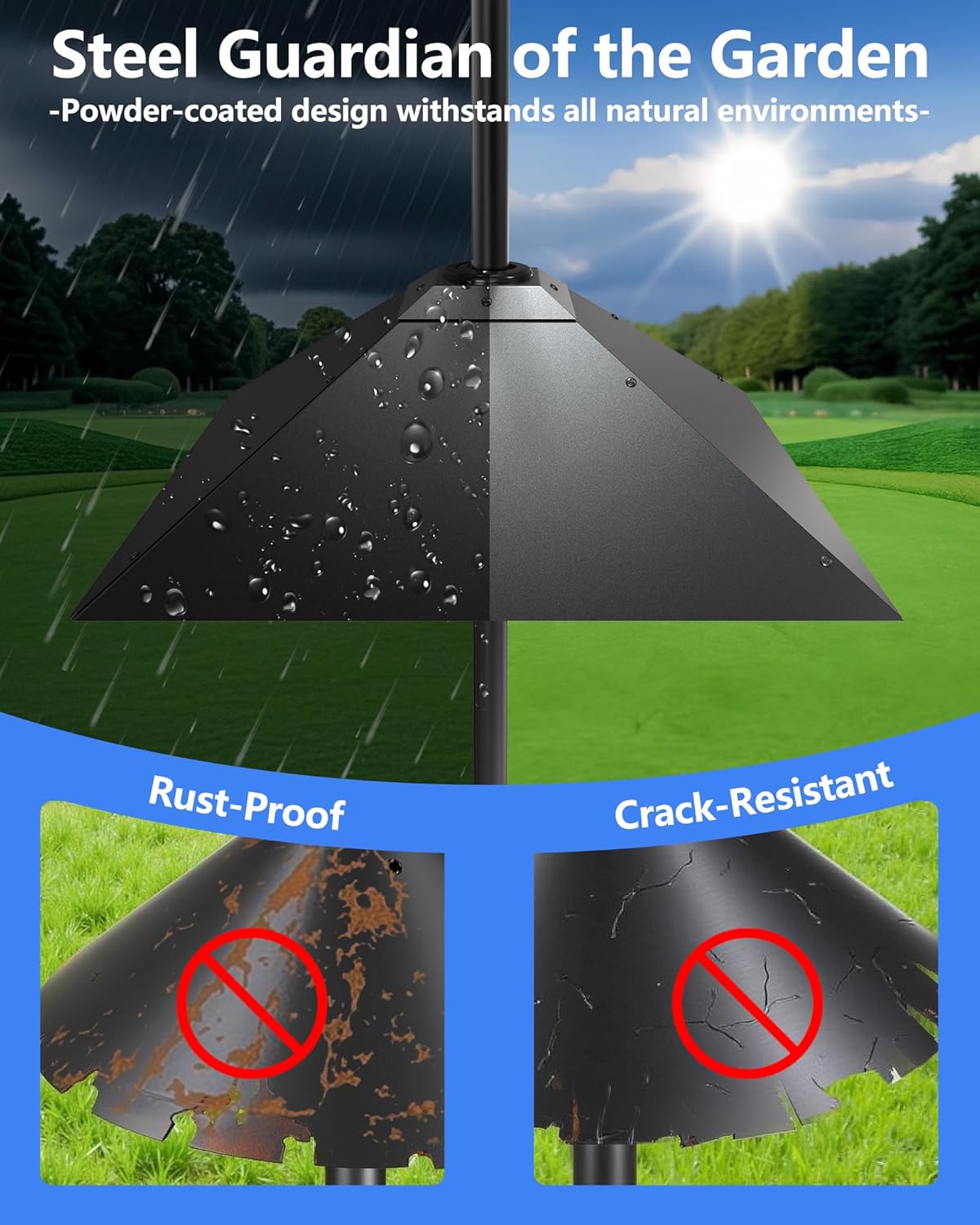 Metal Squirrel Baffle - Squirrel Baffle for Bird Feeder Pole, Upgrade Spring Motion Design for Better Defense, 19 Inch Heavy Duty Guard for Outside Bird Feeder Pole Mount