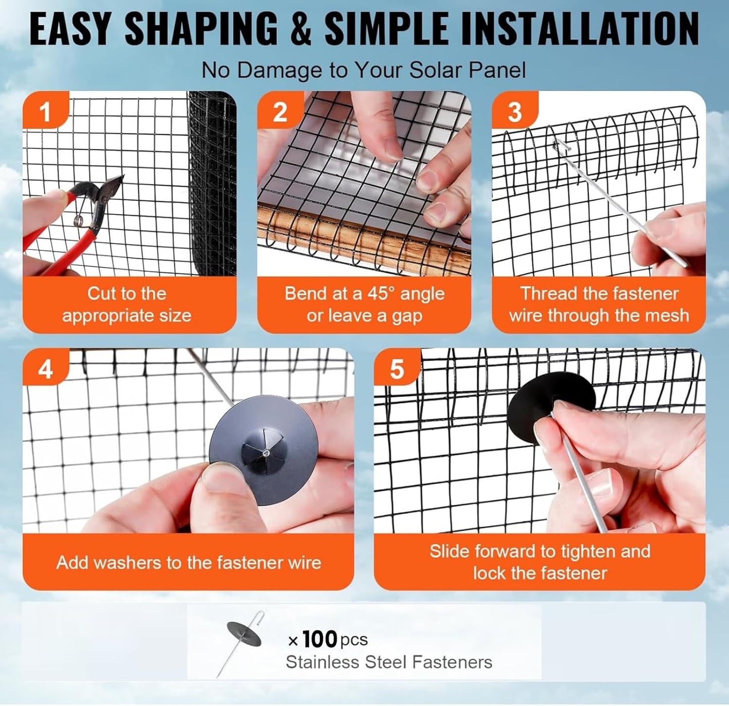 Lianart 6In x 100Ft Solar Panel Bird Guard, Solar Screen, Exclusion Mesh Roll Fence Kit | Black PVC Coated, ½ Inch Wire, Critter Guards for Solar Panels, Pigeon Netting, Roof Protection Net