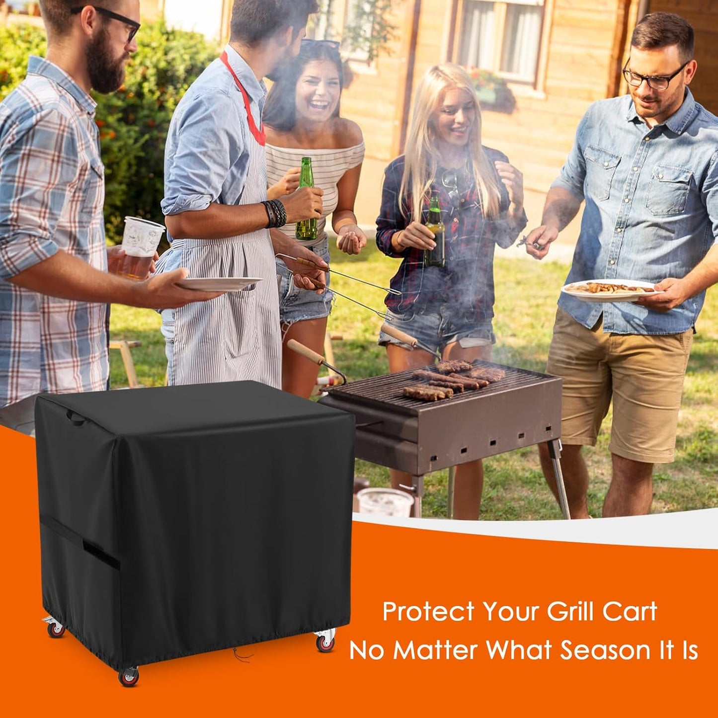 Outdoor Grill Table Cover for Feasto Grill Cart with Storage Cabinet, Waterproof Outdoor Bar Cart Grill Cart Covers, 36"x26"x36" Table Cover for Grill Dining Kitchen Cart