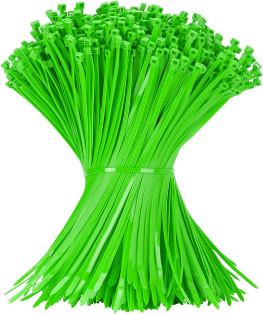 12 Inch Zip Ties Green 1000 PCS, 50 Lbs- Heavy Duty Tensile Strength, Nylon PA66 UV Resistant Cable Ties for Indoor and Outdoor Use - Ideal for object bundling and fastening