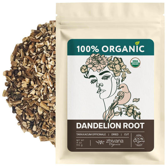 Dandelion Root Organic - Dandelion Tea - Diente de Leon Organico – Natural Cleansing, Gut Flora, Digestion, Liver, Skin – 4 oz