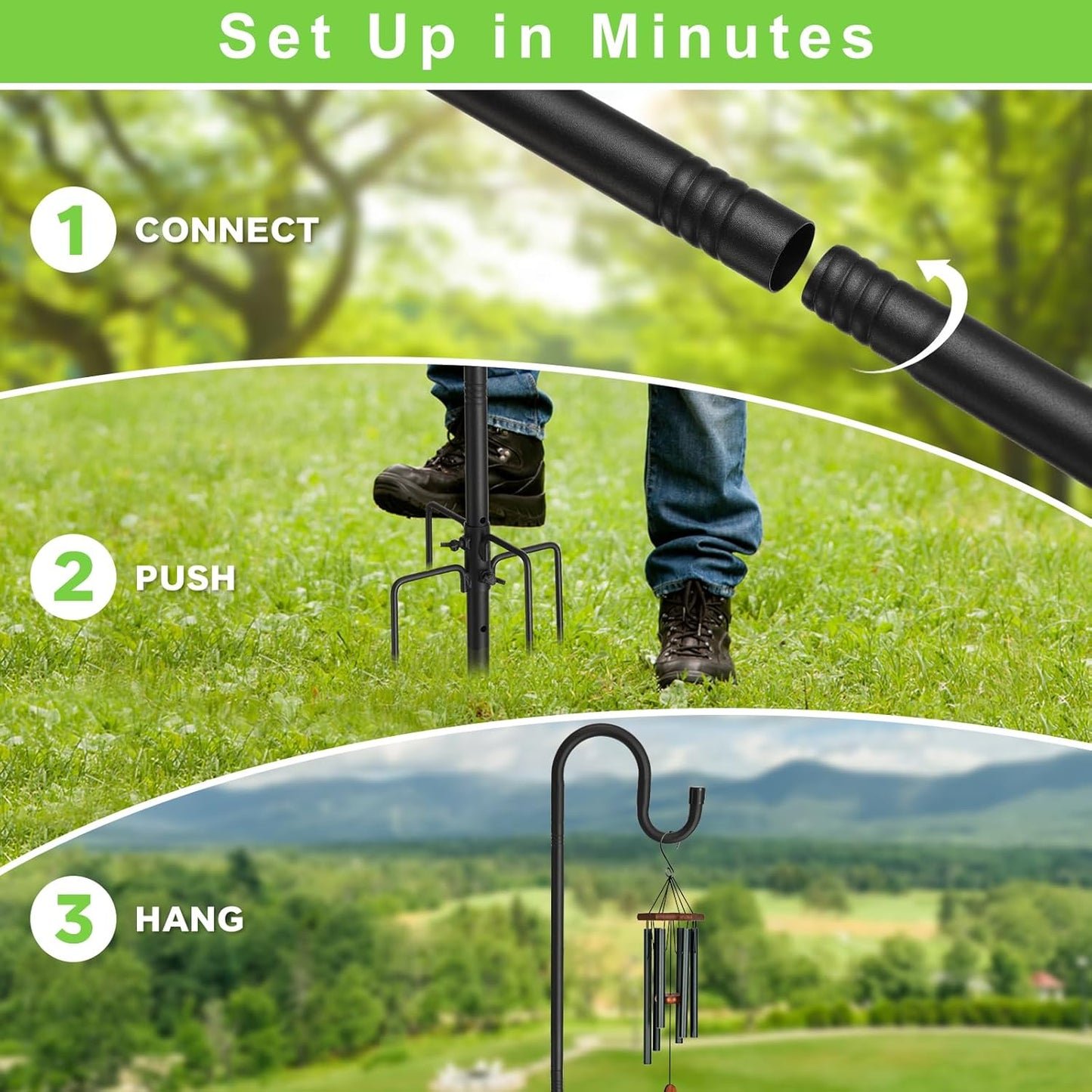 Bird Feeder Pole, 94" Shepherds Hooks for Outdoor, Hummingbird Feeders Stand Heavy Duty with Stable 5-Prong Base, Hanging Plant Shepherd Hook Hanger Stick for Outside Garden Yard Wedding