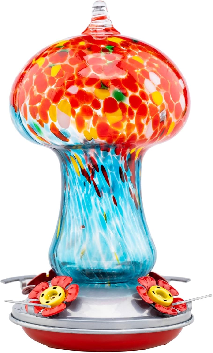 Muse Garden Gifts for Women Hummingbird Feeders for Outdoors Hanging Ant and Bee Proof, Blown Glass Hummingbird Feeder with Ant Moat, Christmas Gardening Gifts for Women Mom, 28OZ, Ocean Sunrise