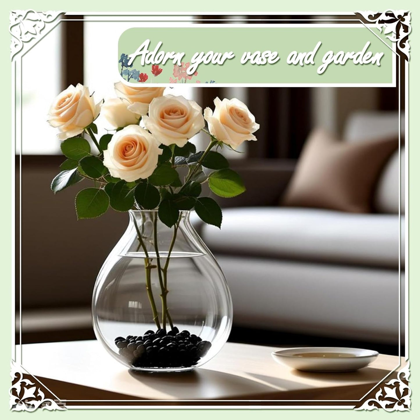 20lbs Black Natural River Rocks, High-Polished Pebbles for Plants Garden, 0.3-0.8 inch Decorative Stones, Ideal for Fish Tank, Vases, Home Decor and Garden Landscaping,Black