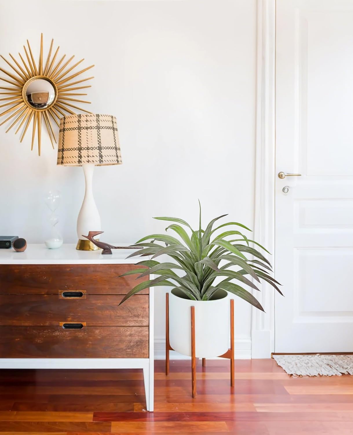 Briful Faux Agave Plant 18.1in Artificial Agave Potted Plant Fake Outdoor Plants for Home Office Living Room Bedroom Kitchen Table Decor