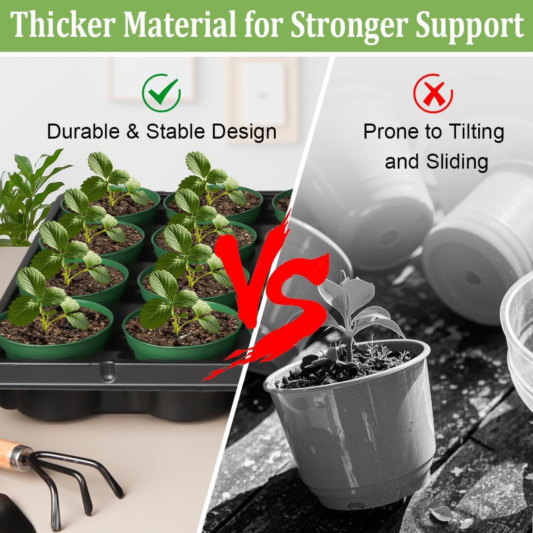 3 Inch Nursery Pots 100 Pcs with 5 Pcs 20 Cell Nursery Pot Trays, 5 Sets Seed Starting Kit for Seedlings, Propagation and Home Gardening, Sturdy Green Seeds Starter Pot Tray Germination Set