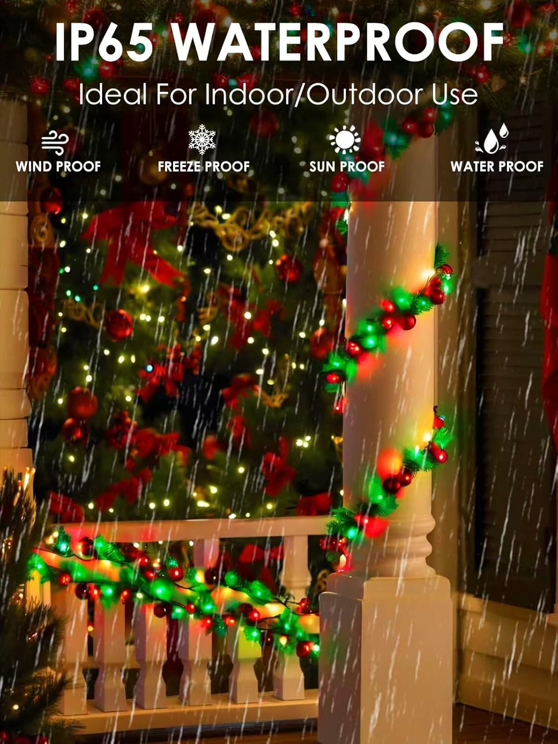 Red Green Solar Christmas Lights Outdoor Decorations Waterproof, Tatal 4 Pack 400LED 132FT Solar String Lights Green Wire with 8 Modes, Christmas Fairy Light for Xmas Tree Party Wedding Garden Decor