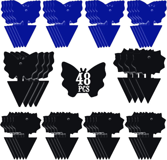 USKICH Sticky Traps Gnat Killer Fruit Fly Traps Non-Toxic and Odorless Fungus Gnat Traps Insect Traps Black Sticky Trap for Indoor and Outdoor Plants（48Pcs Black）